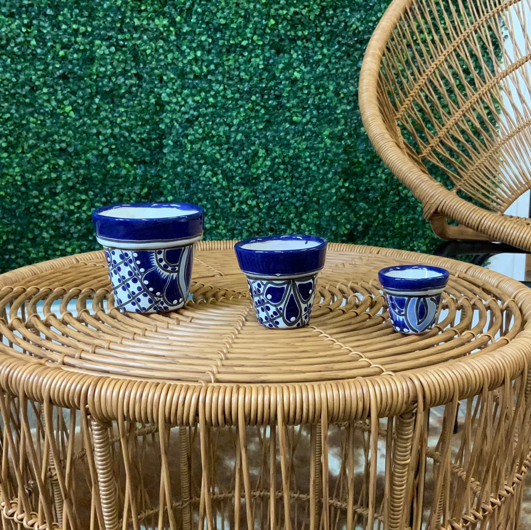 Small 3 Piece Talavera Overlay Vaso Pot