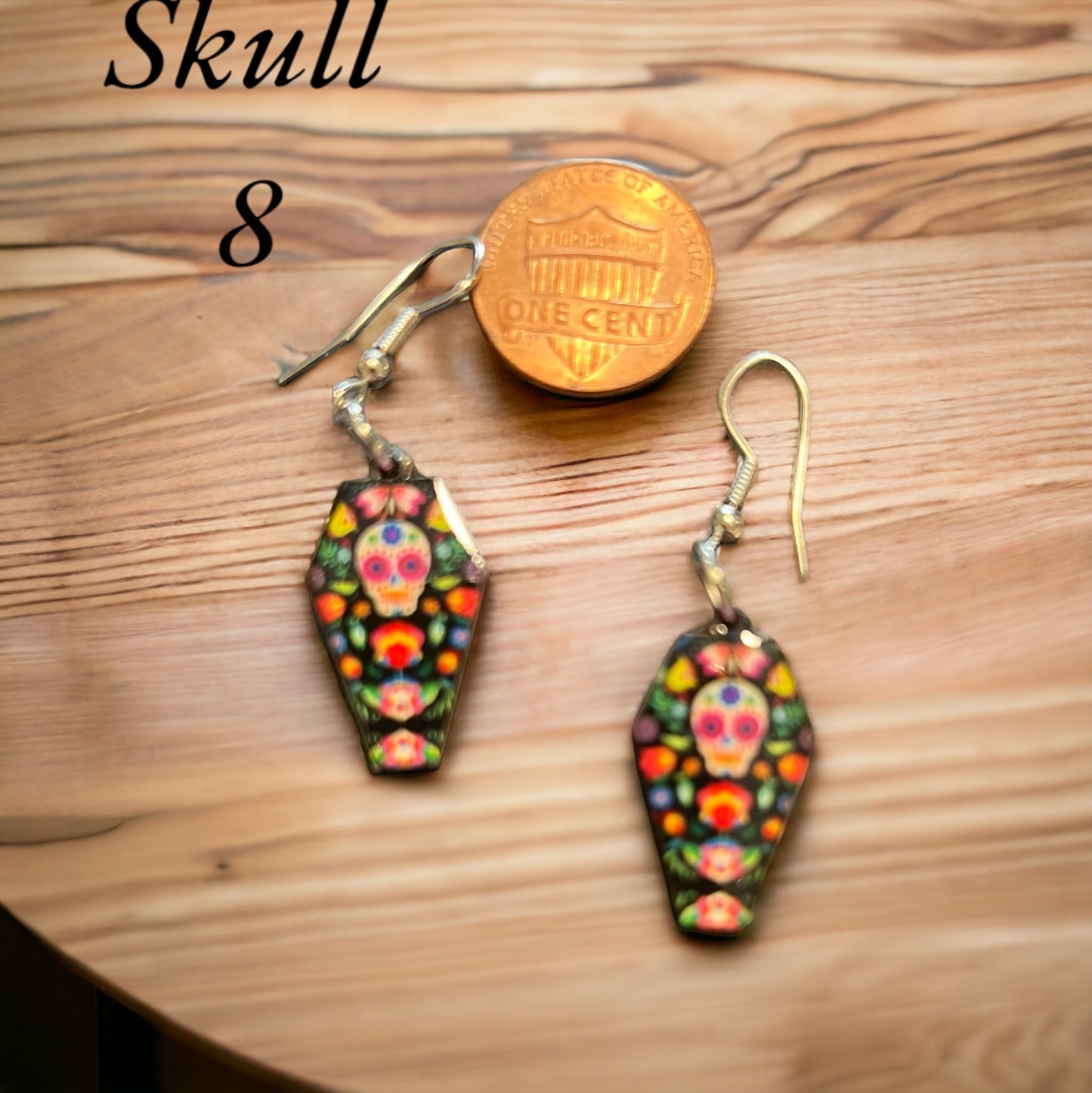 Skull Earrings- wood handmade - Aretes de madera - Calavera