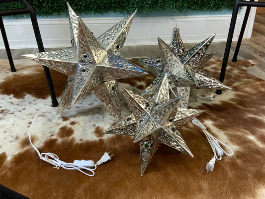 Tin Star 3 Piece Luminaria with Jewels