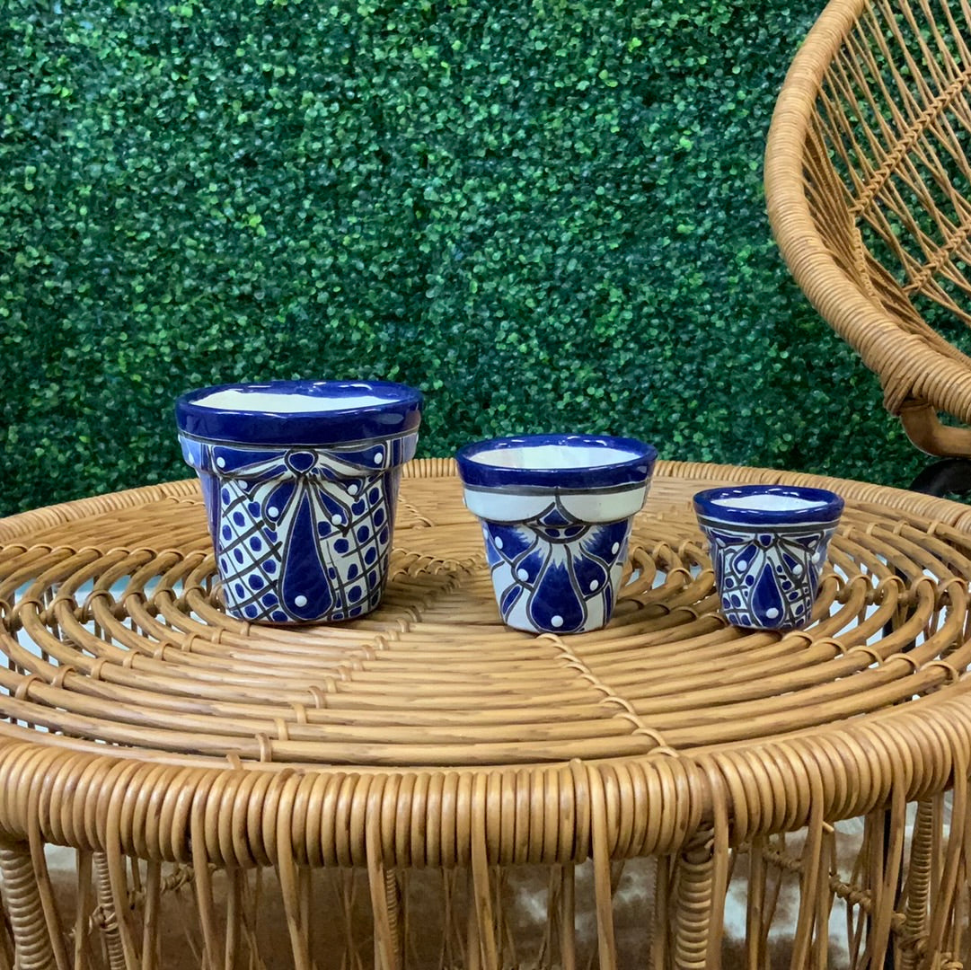 Small 3 Piece Talavera Overlay Vaso Pot